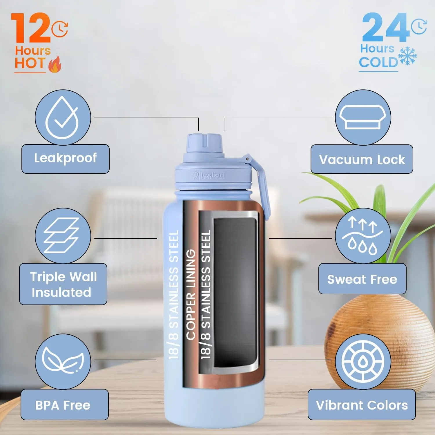 32 Oz Triple Walled Insulated Stainless Steel Fruit Infuser Bottle - Tea Infuser Water Bottle with 3 Lids, Silicone Sleeve, Leakproof, Metal Mug Gallon