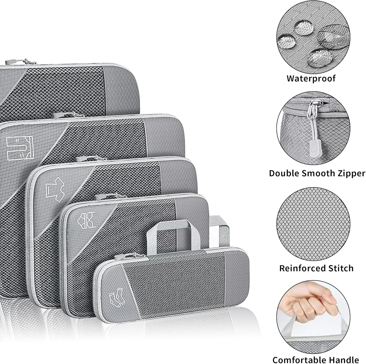 6 Set compression packing cubes travel accessories,Expandable Packing Organizers for Travel,Essentials Luggage Travel Bags,Packing Cubes for Suitcases, Cube Accessories for Women/Men
