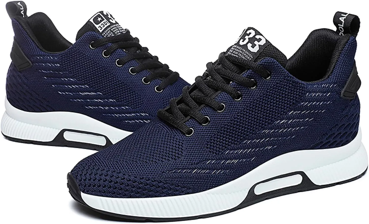 6cm Men's Elevator Shoes Men's Casual Mesh Trainers Lightweight Breathable Lace Up Sports Shoes with Hidden Lift Heel for Men Big Sneaker Slippers Men