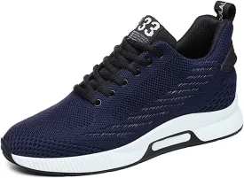 6cm Men's Elevator Shoes Men's Casual Mesh Trainers Lightweight Breathable Lace Up Sports Shoes with Hidden Lift Heel for Men Big Sneaker Slippers Men