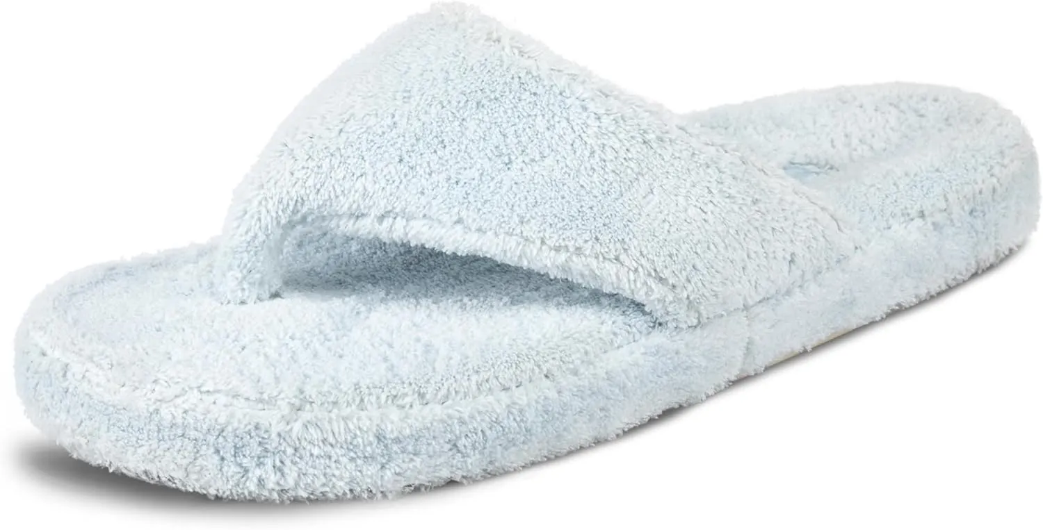 Acorn Women's Spa Thong Slippers with Cloud Contour Comfort - Arch Support and Plush Fluffy Terry Lining, Perfect for Beach, Camping, Poolside, or Bathroom Wear