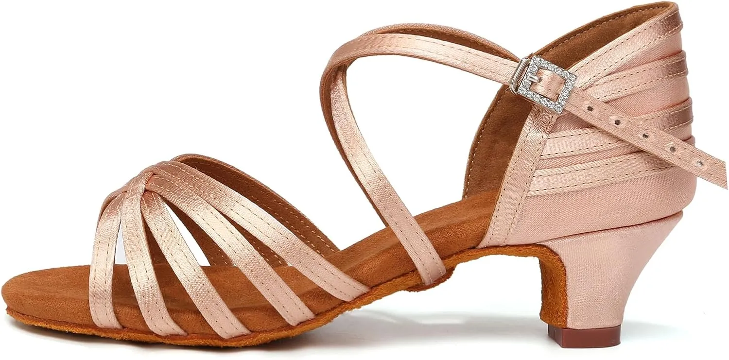 AOQUNFS Girls Latin Dance Shoes Low Heels Tango Salsa Ballroom Practice Performance Dancing Shoes