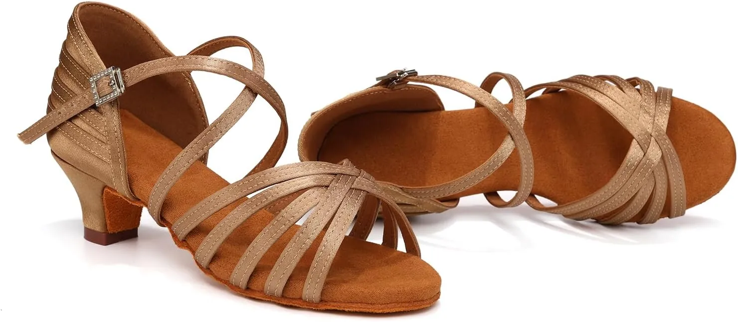 AOQUNFS Girls Latin Dance Shoes Low Heels Tango Salsa Ballroom Practice Performance Dancing Shoes
