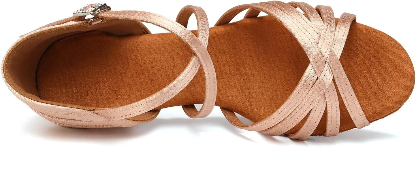AOQUNFS Girls Latin Dance Shoes Low Heels Tango Salsa Ballroom Practice Performance Dancing Shoes