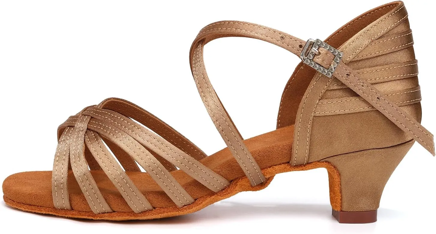 AOQUNFS Girls Latin Dance Shoes Low Heels Tango Salsa Ballroom Practice Performance Dancing Shoes