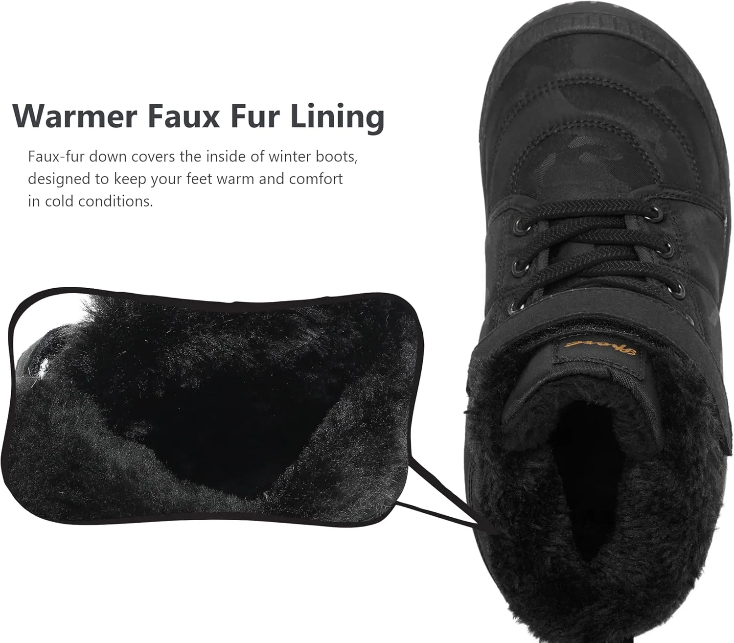 Boys Girls Snow Boots Winter Slip On Warm Fur Lined Shoes Lightweight Water-Resistant Cold Weather Boot (Little Kid/Big Kid)