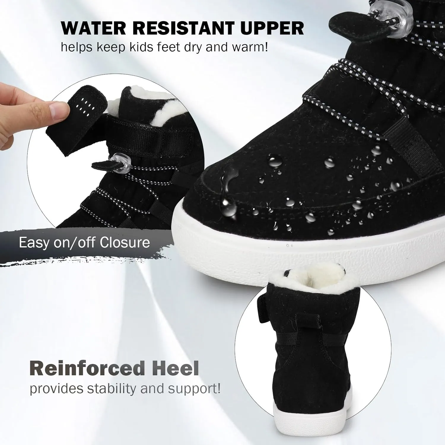 Boys Snow Boots Boys Winter Boots for Kids Waterproof Winter Snow Boots for Boys Warm Fur Lined Slip Resistant Outdoor (Toddler/Little Boys)
