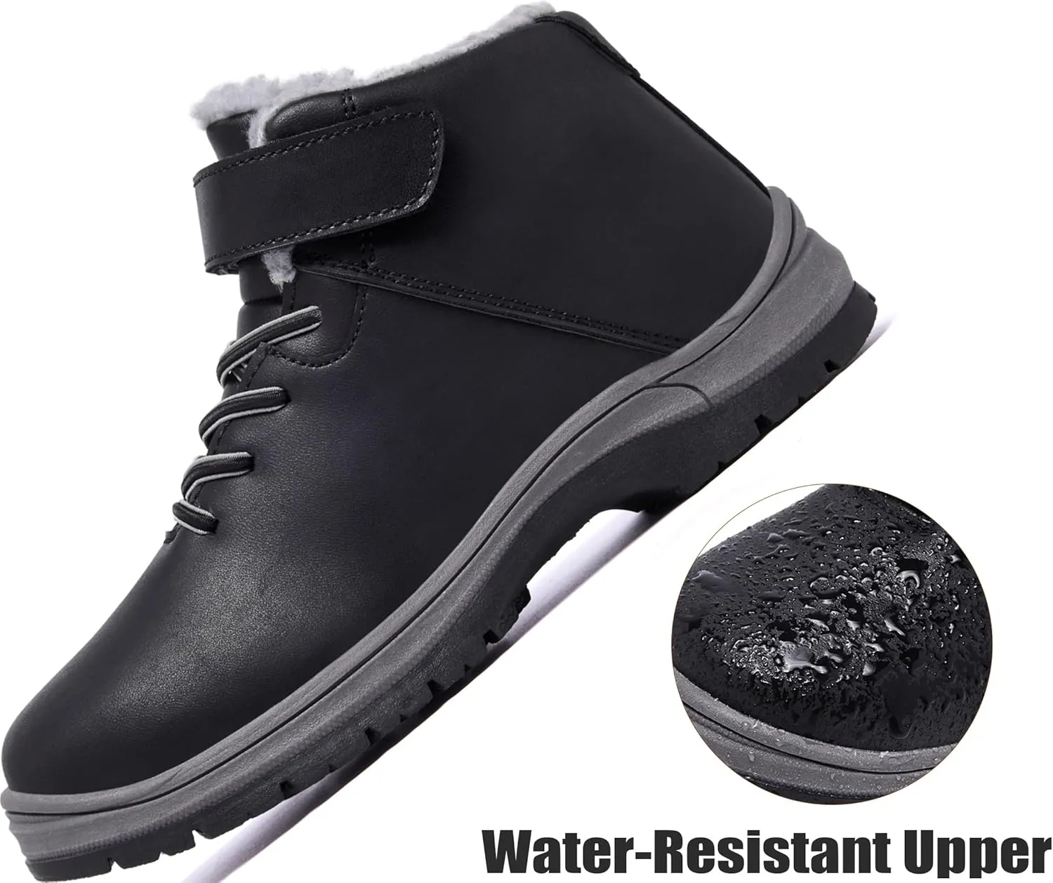 Boys Snow Boots Warm Fur Lined Non Slip Winter Shoes Lightweight Water Resistant Hiking Boot