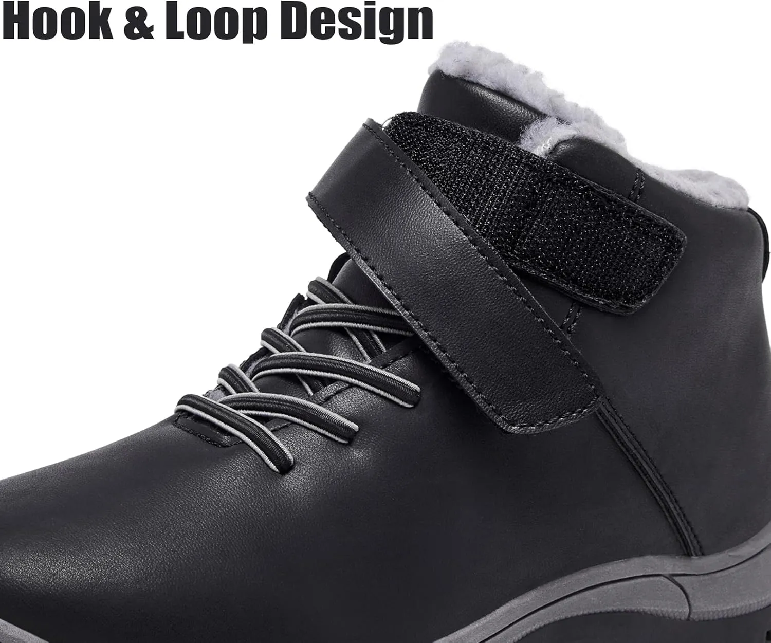 Boys Snow Boots Warm Fur Lined Non Slip Winter Shoes Lightweight Water Resistant Hiking Boot
