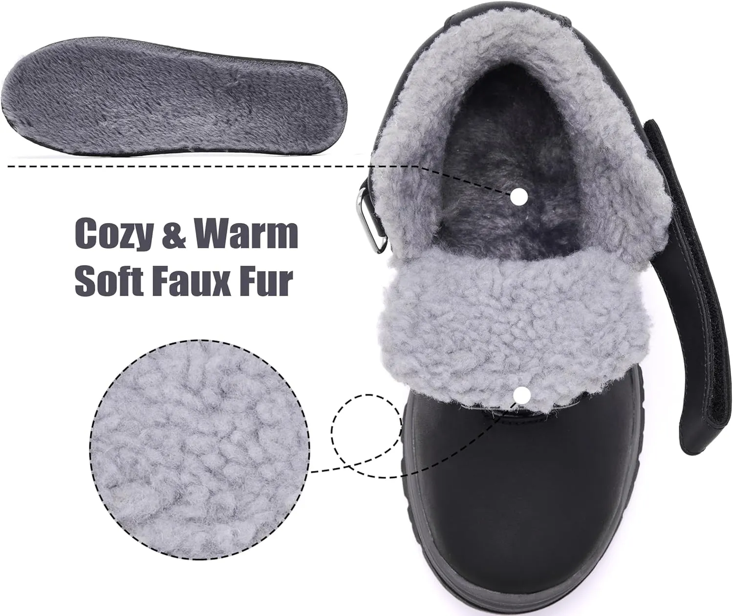 Boys Snow Boots Warm Fur Lined Non Slip Winter Shoes Lightweight Water Resistant Hiking Boot
