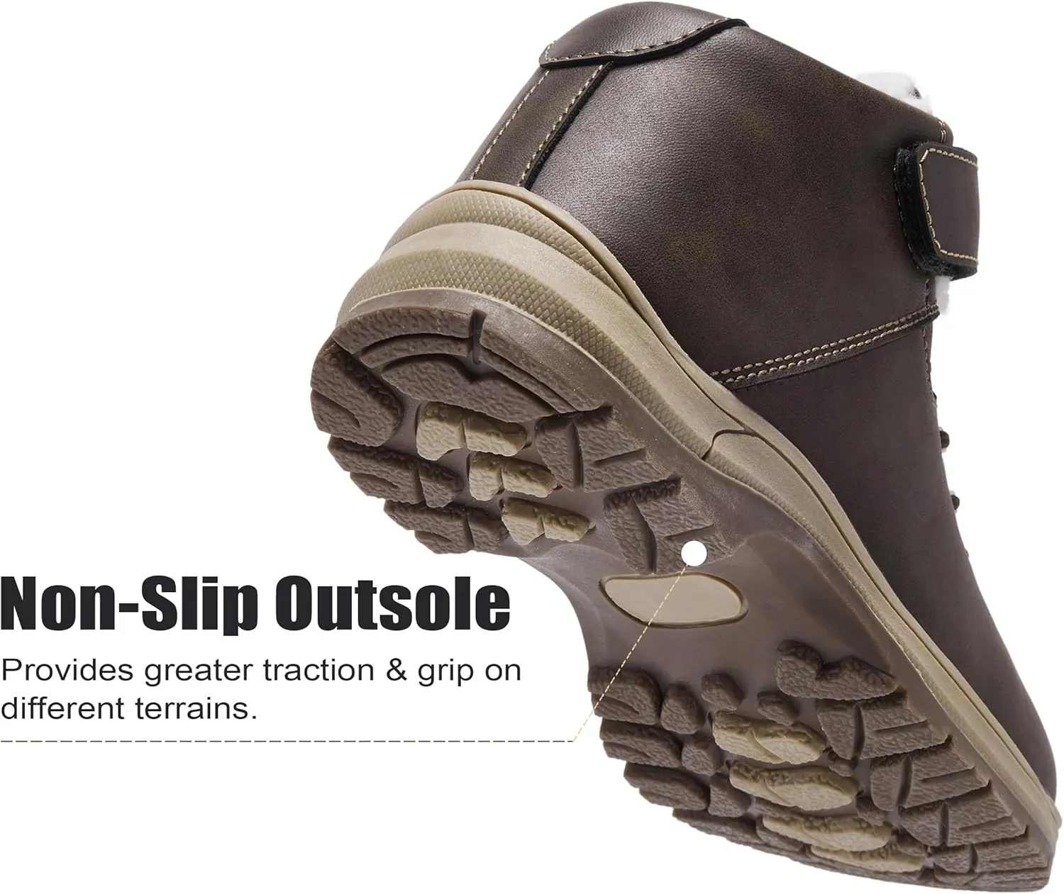 Boys Snow Boots Warm Fur Lined Non Slip Winter Shoes Lightweight Water Resistant Hiking Boot