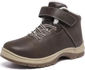 Boys Snow Boots Warm Fur Lined Non Slip Winter Shoes Lightweight Water Resistant Hiking Boot