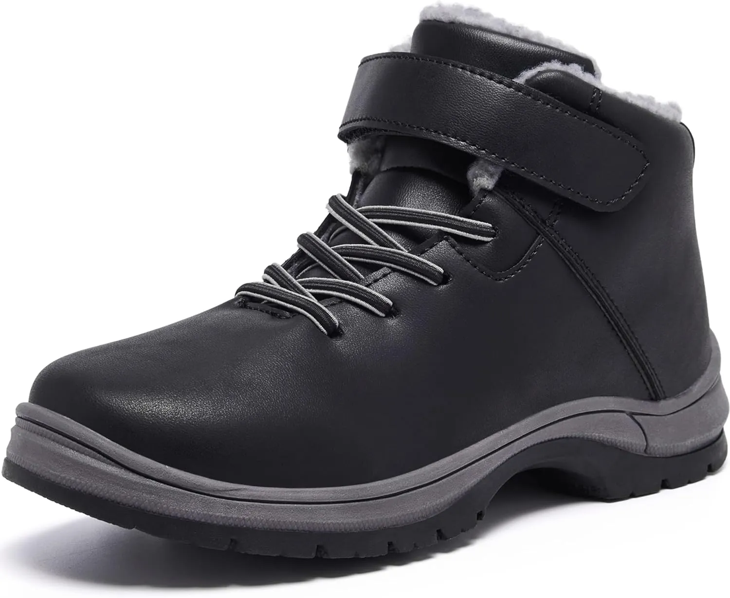 Boys Snow Boots Warm Fur Lined Non Slip Winter Shoes Lightweight Water Resistant Hiking Boot