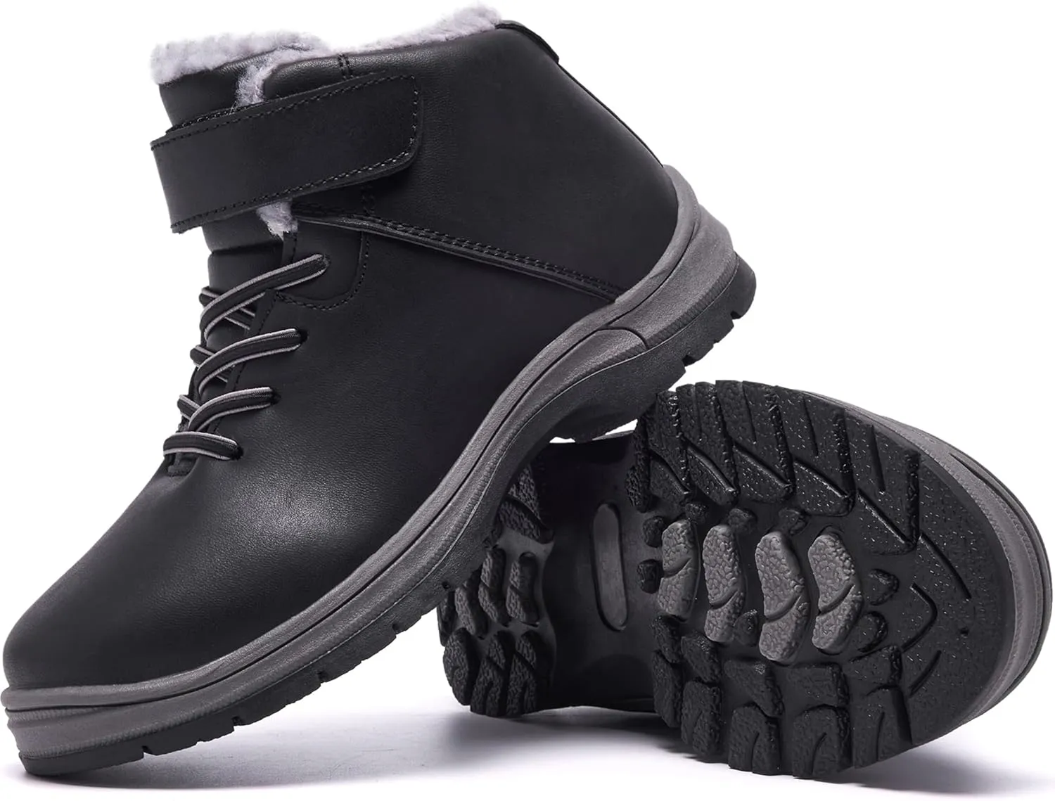 Boys Snow Boots Warm Fur Lined Non Slip Winter Shoes Lightweight Water Resistant Hiking Boot