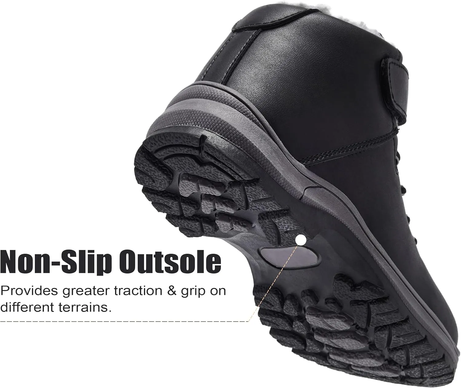 Boys Snow Boots Warm Fur Lined Non Slip Winter Shoes Lightweight Water Resistant Hiking Boot