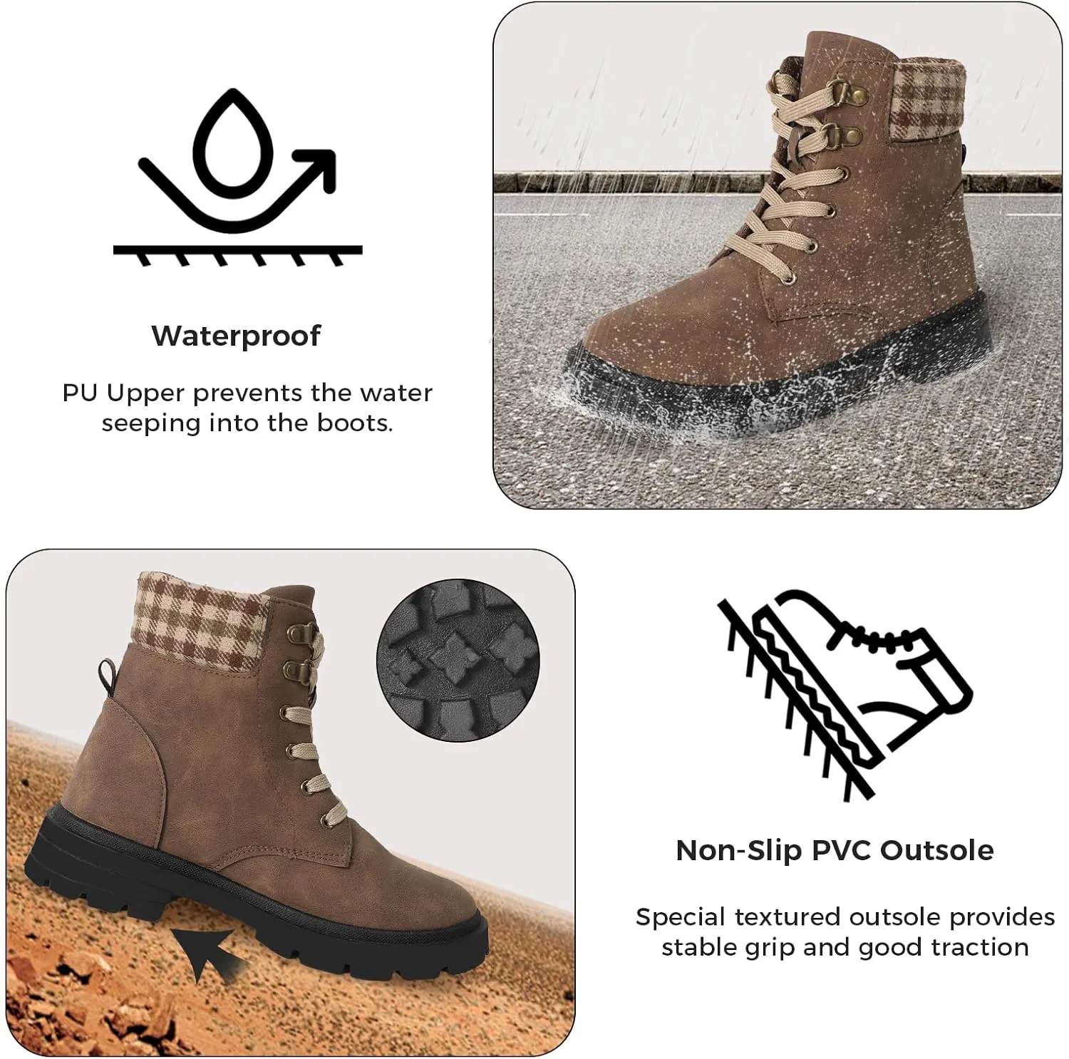 CHINMOON Women's Waterproof Backpacking Boots Non Slip Ankle Hiking Casual Shoes