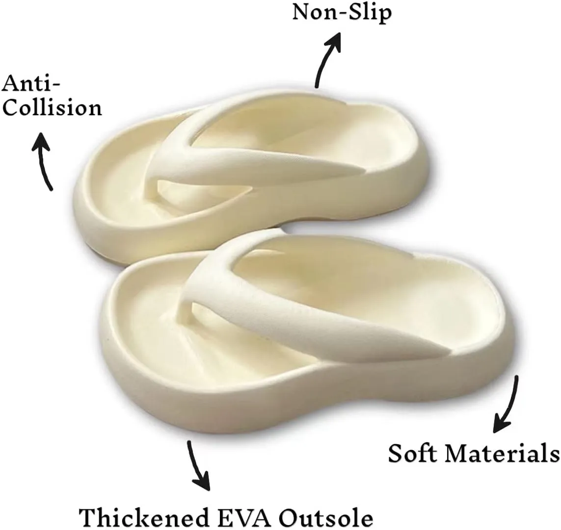 Cloud Comfy Flip Flops for Women Lightweight Thicken Sole Pillow Slippers Cute Cushioned Slippers Soft Foam Non-Slip Shower Bathroom Slides Sandals Cozy EVA Indoor and Outdoor