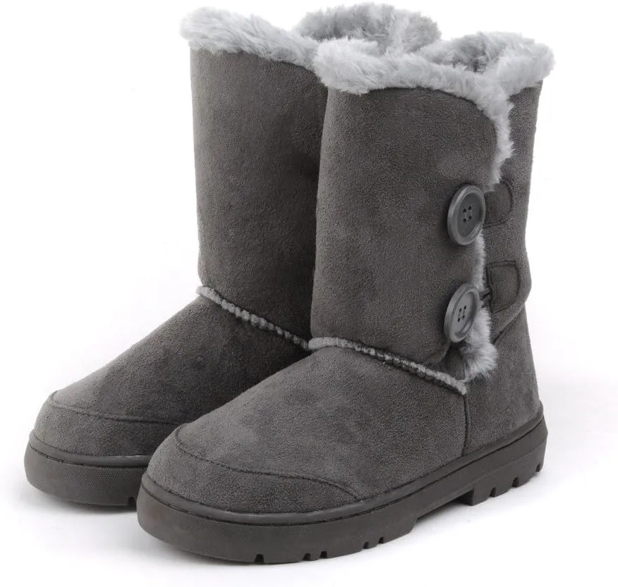 CLPP'LI Womens Twin Button Fully Fur Lined Waterproof Winter Snow Boots