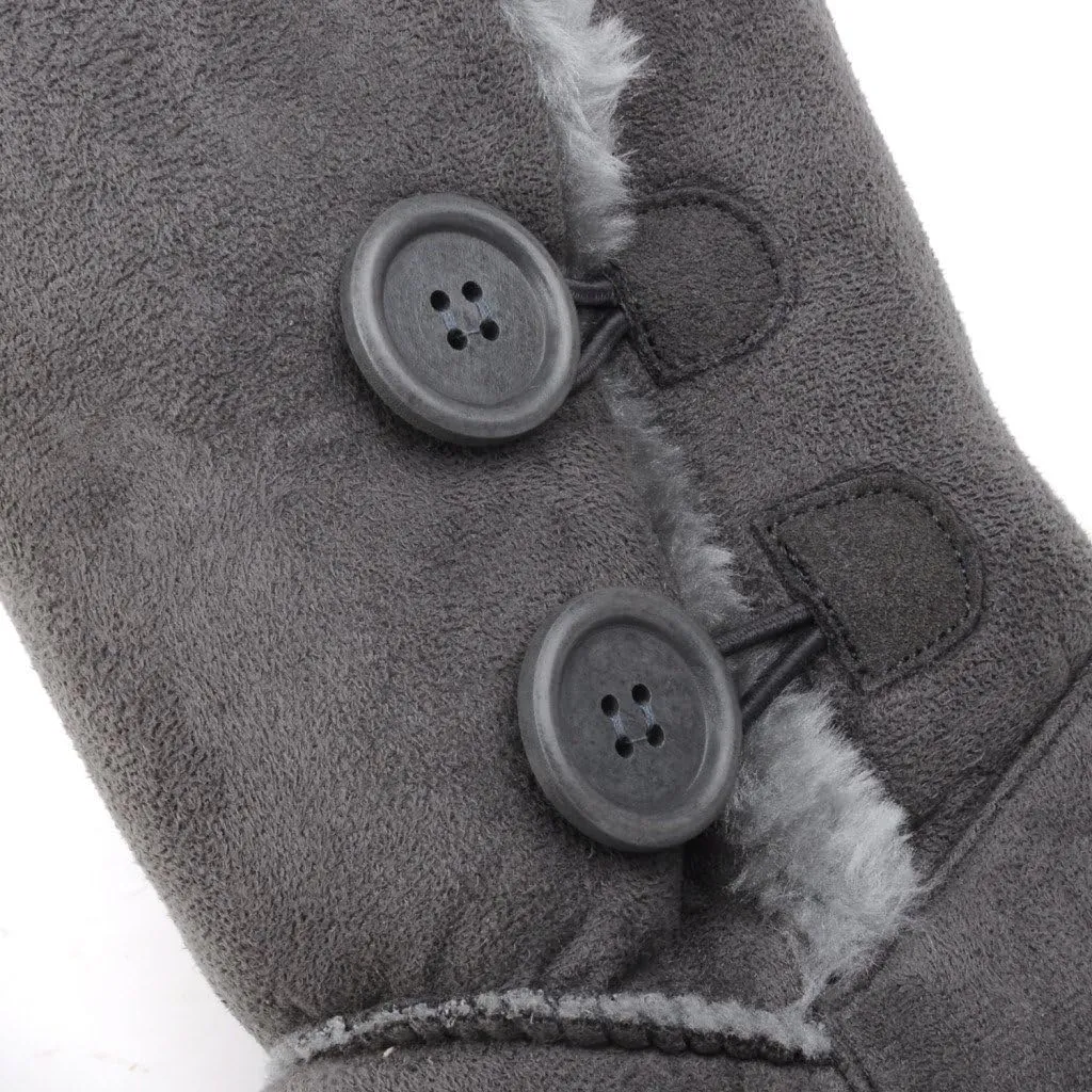 CLPP'LI Womens Twin Button Fully Fur Lined Waterproof Winter Snow Boots
