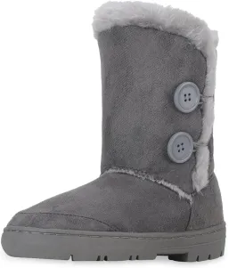 CLPP'LI Womens Twin Button Fully Fur Lined Waterproof Winter Snow Boots