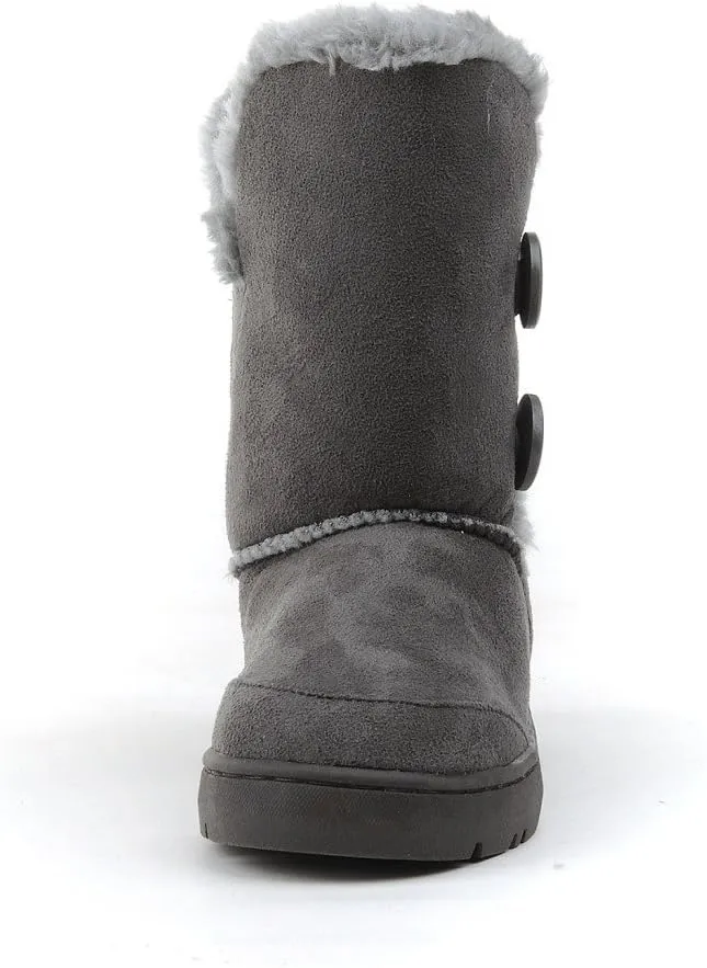 CLPP'LI Womens Twin Button Fully Fur Lined Waterproof Winter Snow Boots