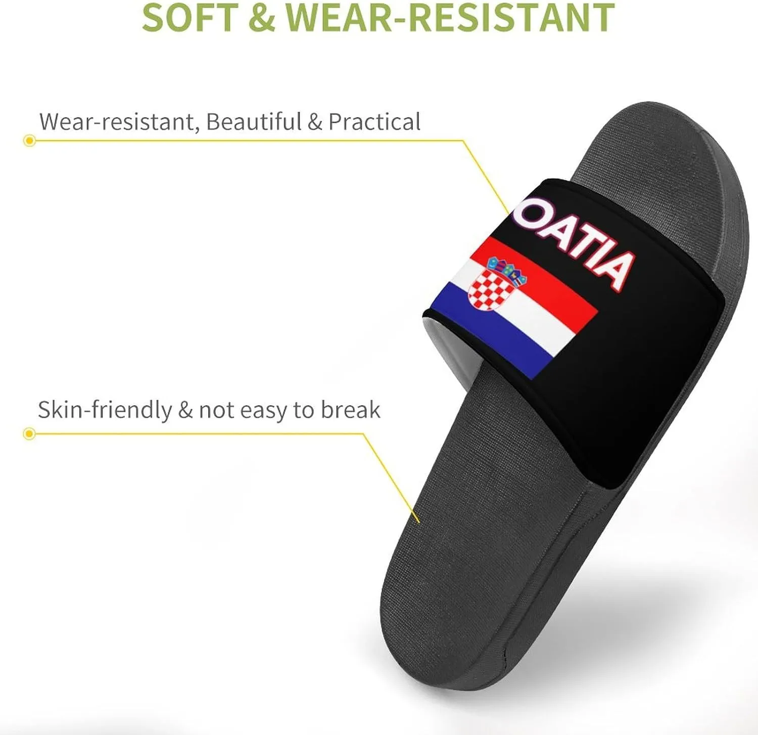 Croatia Croatian Flag Funny Slide Sandals Non-Slip PVC Shower Slipper House Shoes Open Toe Slippers for Adult