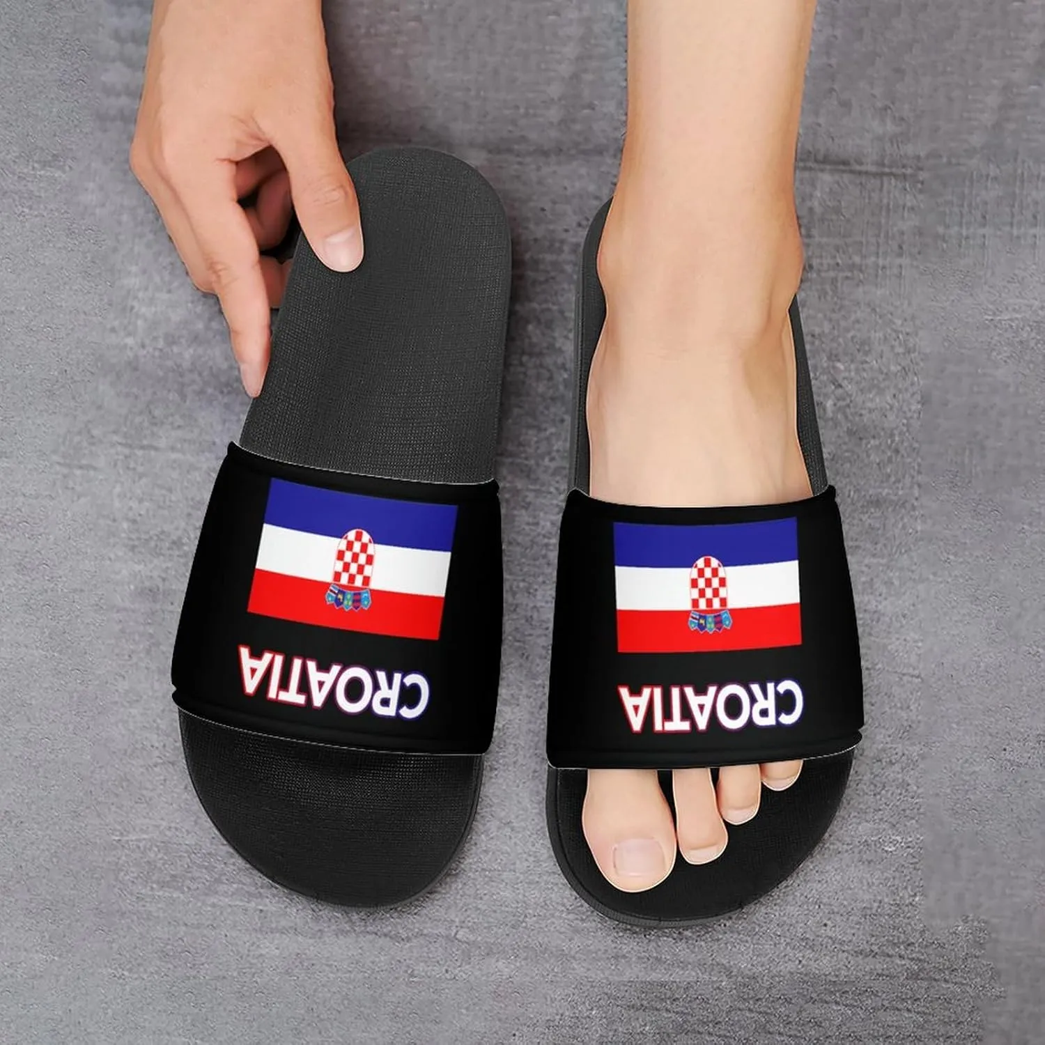 Croatia Croatian Flag Funny Slide Sandals Non-Slip PVC Shower Slipper House Shoes Open Toe Slippers for Adult