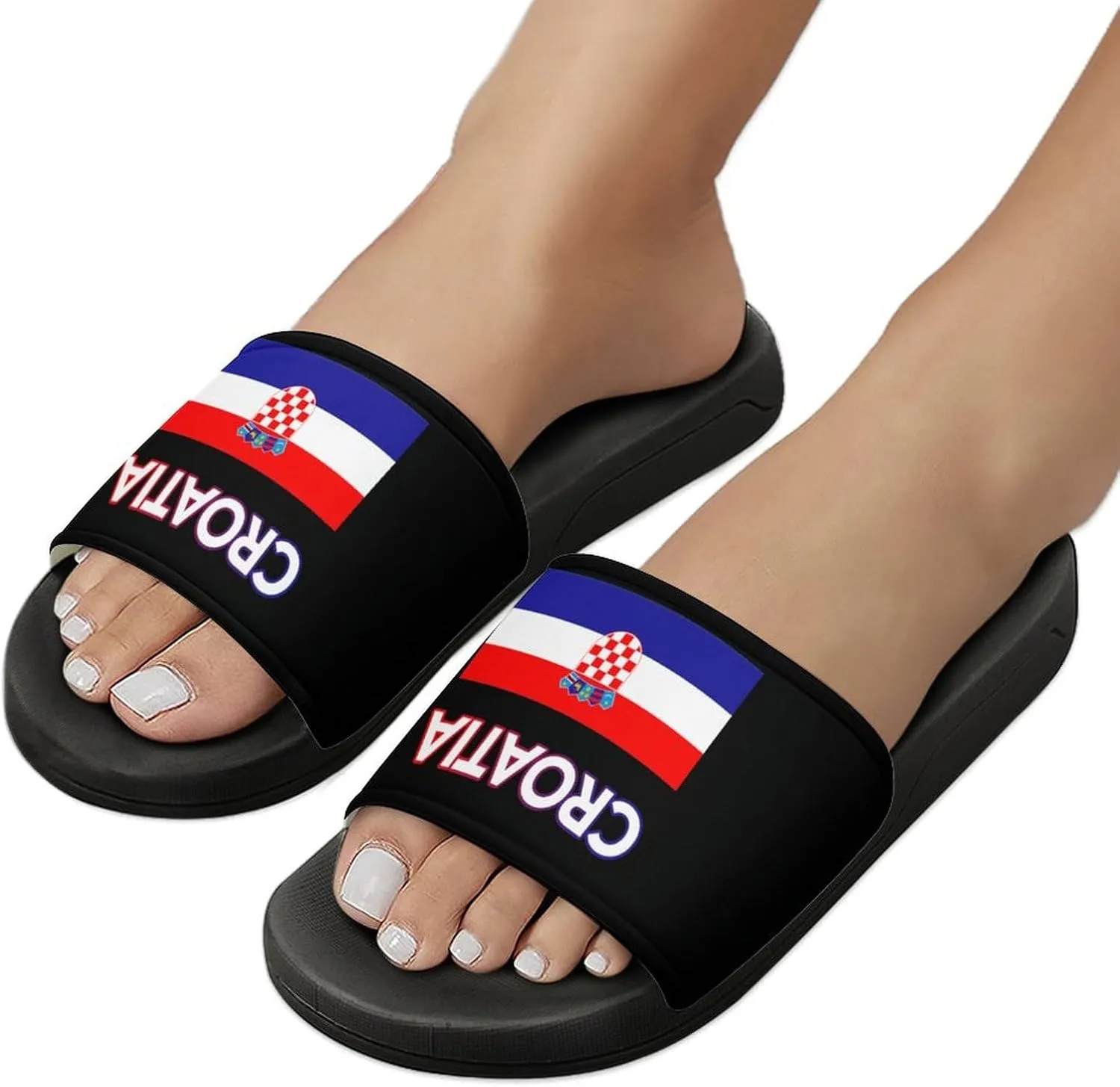 Croatia Croatian Flag Funny Slide Sandals Non-Slip PVC Shower Slipper House Shoes Open Toe Slippers for Adult