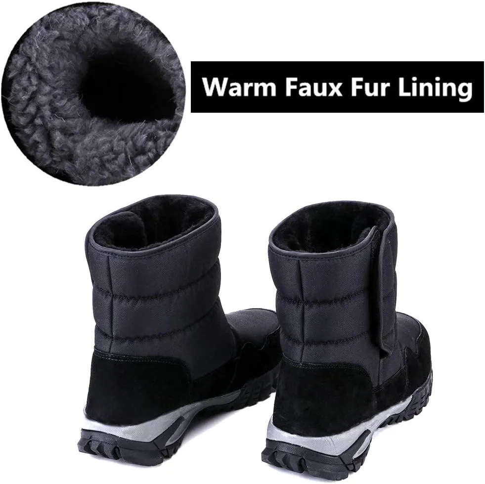 DADAWEN Men's Winter Snow Boots Outdoor Waterproof Anti-Slip Warm Fur Lined Cold Weather Boots