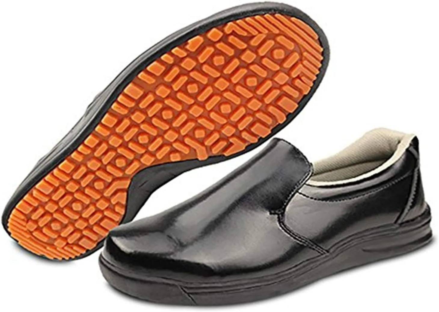 DDTX Slip Oil Resistant Slip-on Mens Work Shoes Black/White