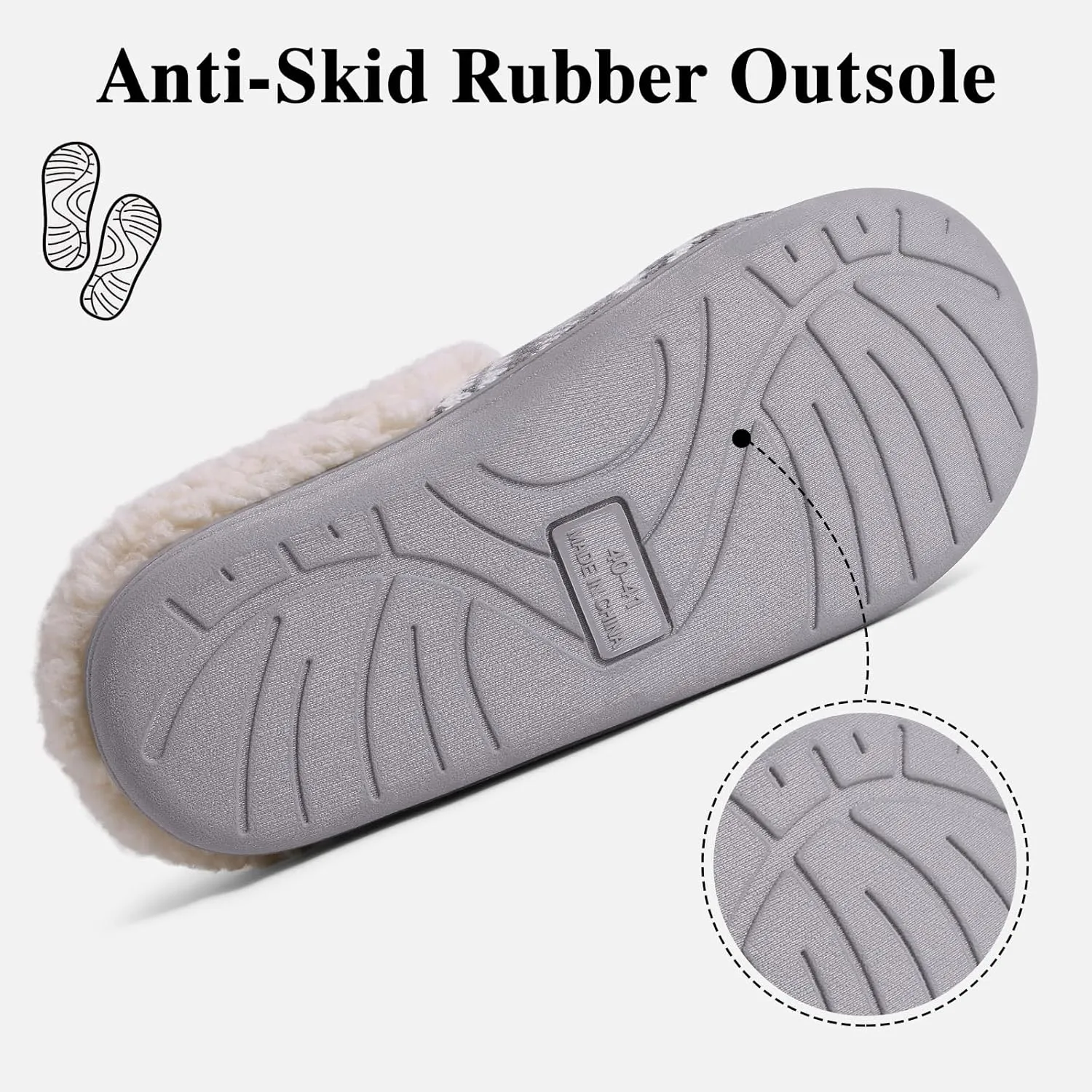 Evshine Warm Knit House Slippers for Women Comfy Fleece Lined Winter Slippers with Memory Foam and Indoor Outdoor Soles