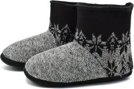 GPOS Knit Rock Wool Warm Men Indoor Pull on Cozy Memory Foam Slipper Boots Soft Rubber Sole