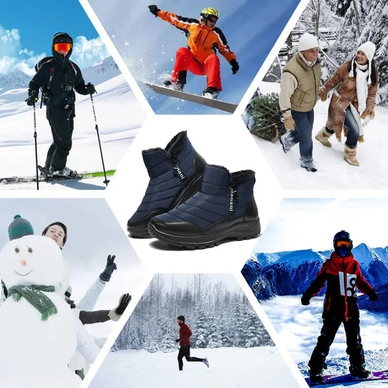 Hanani Mens Winter Snow Boots Fur Lined Warm Ankle Boots Zipper Closure Waterproof Outdoor Boots Men's Lightweight Comfortable Shoes