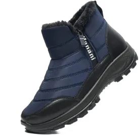 Hanani Mens Winter Snow Boots Fur Lined Warm Ankle Boots Zipper Closure Waterproof Outdoor Boots Men's Lightweight Comfortable Shoes