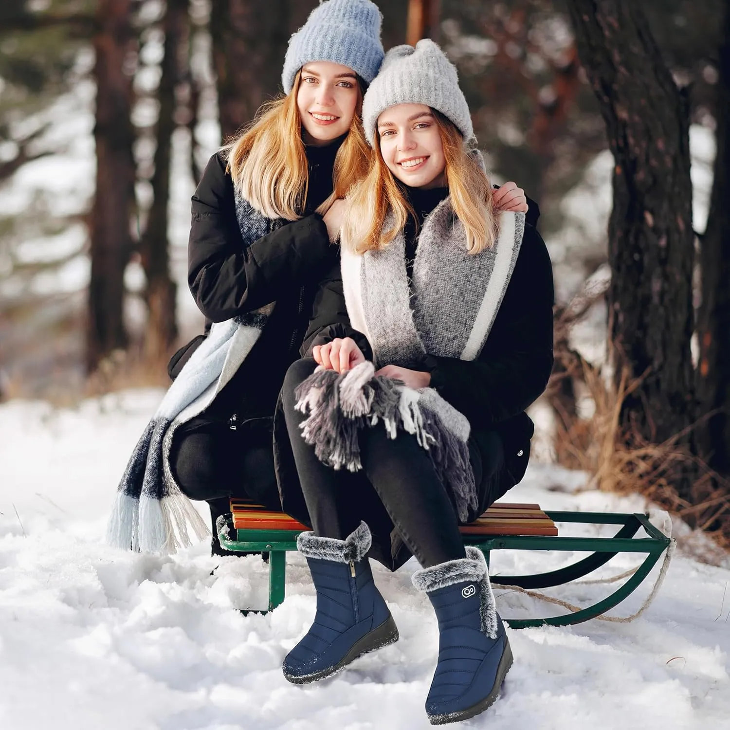HARENCE Womens Winter Snow Boots: Warm Fur Lined Zipper Ankle Booties Comfortable Outdoor Waterproof Slip on Boots for Women
