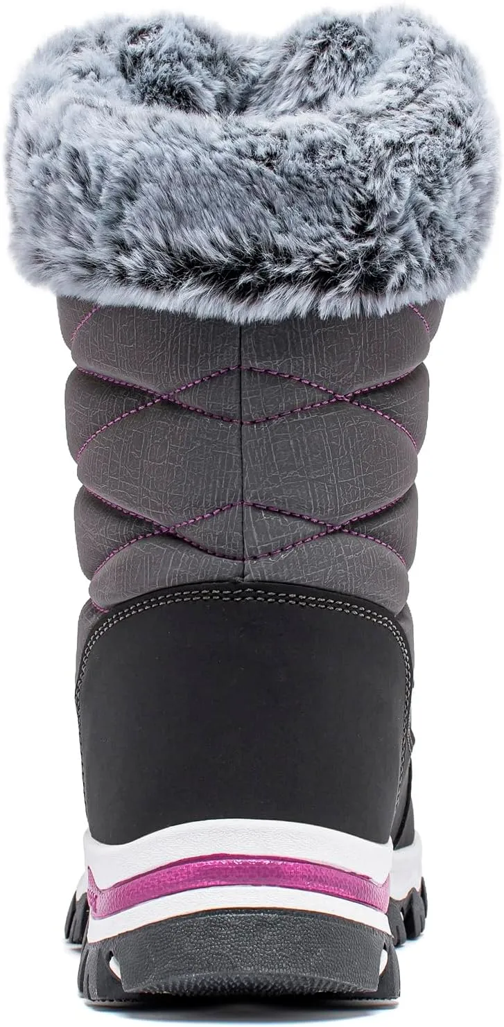 HOBIBEAR Women's Waterproof Winter Snow Boots Lightweight Warm Faux Fur Lined Mid-Calf Booties