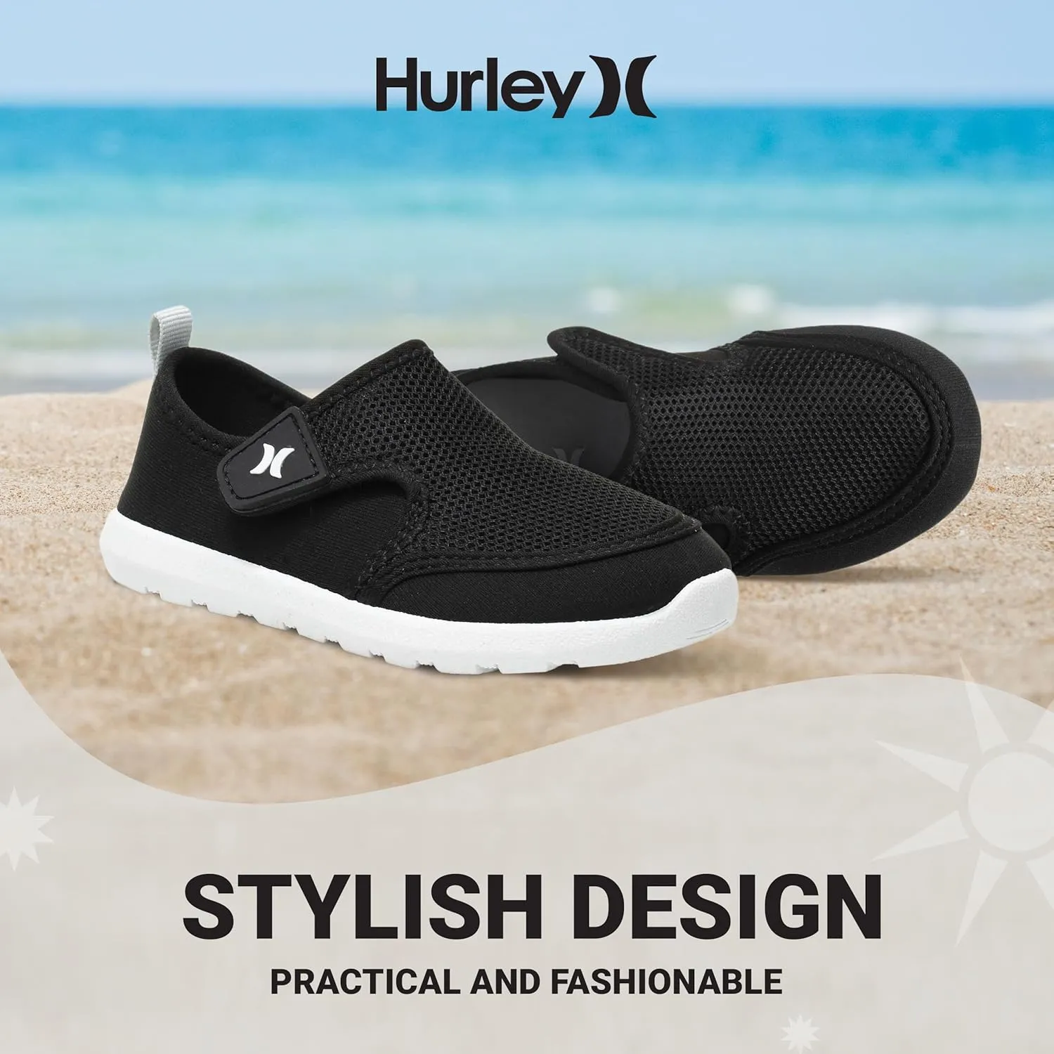 Hurley Kids Toddler Water Shoes Spence- Quick-Dry Water Shoes for Boys and Girls, Lightweight, Easy Slip-On with Adjustable Upper - for Beach, Water Play and Pool Fun