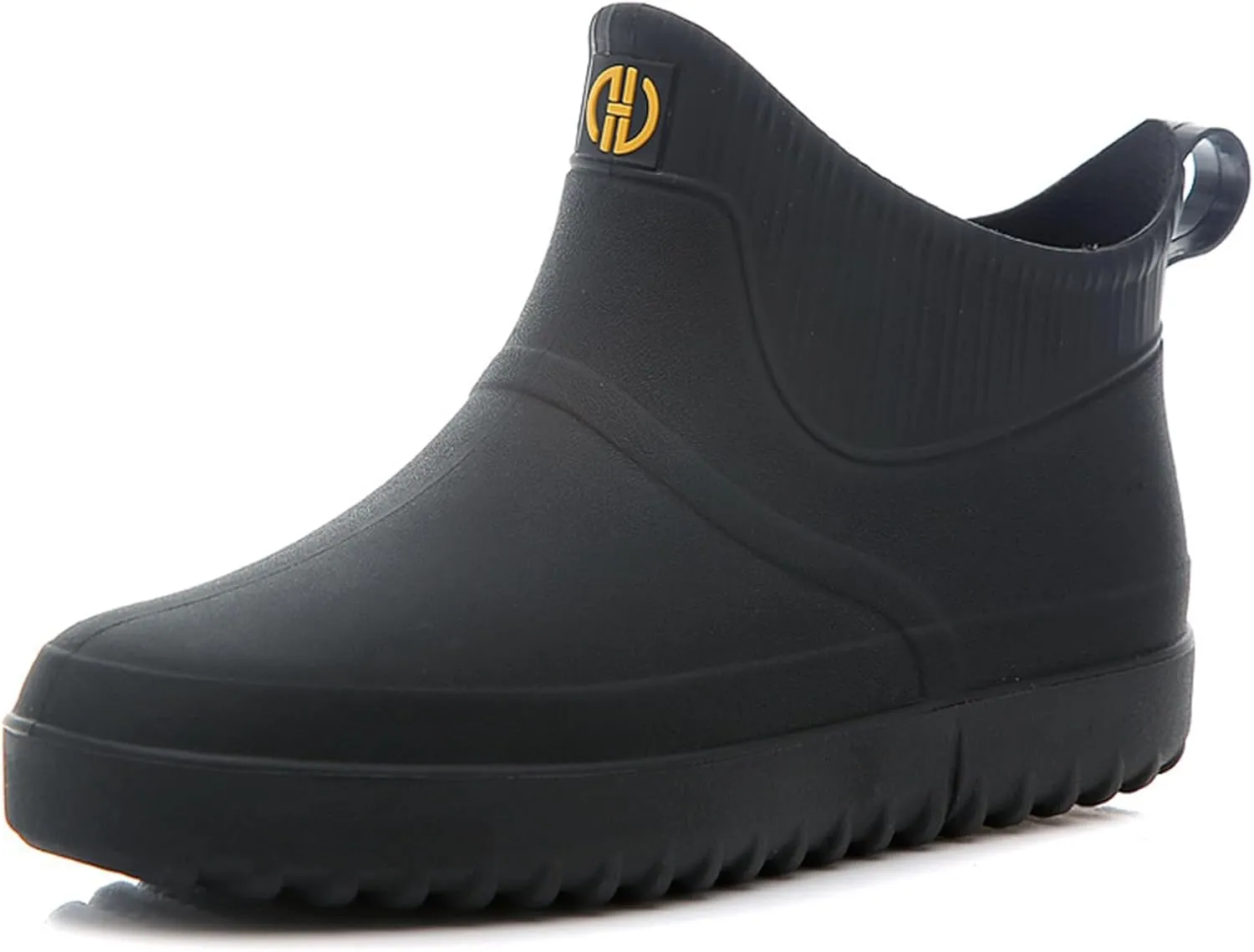 jessie Men Rain Boots Outdoor Slip On Waterproof Non-Slip Rubber Ankle Boots Rain Booties