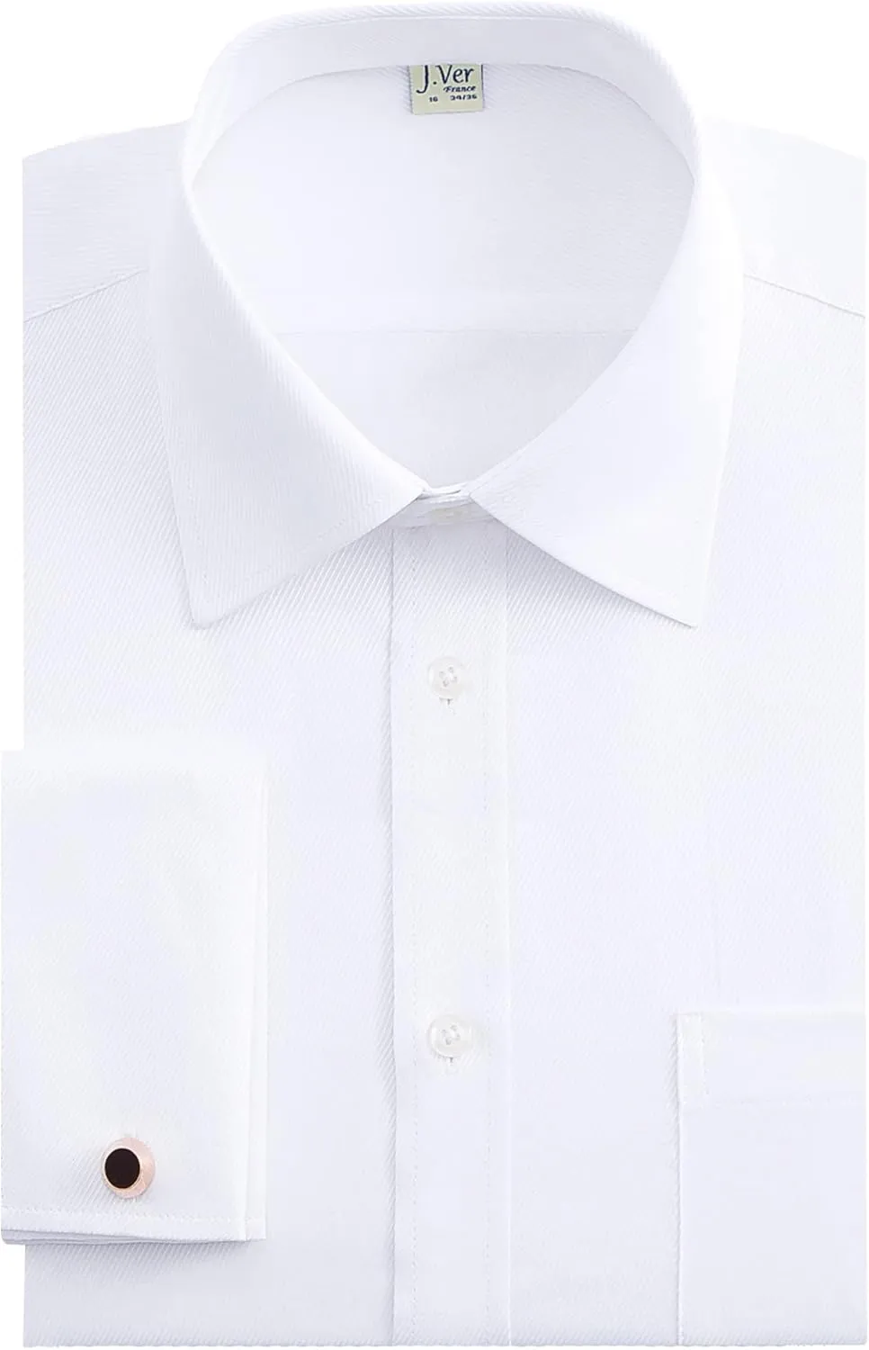 J.VER Men's French Cuff Dress Shirts Regular Fit Long Sleeve Spread Collar Metal Cufflink