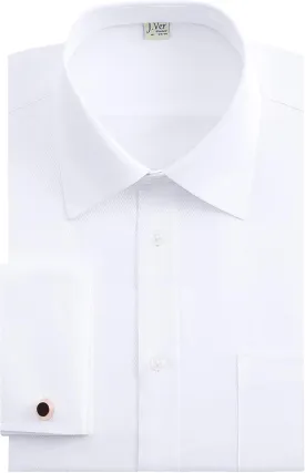 J.VER Men's French Cuff Dress Shirts Regular Fit Long Sleeve Spread Collar Metal Cufflink