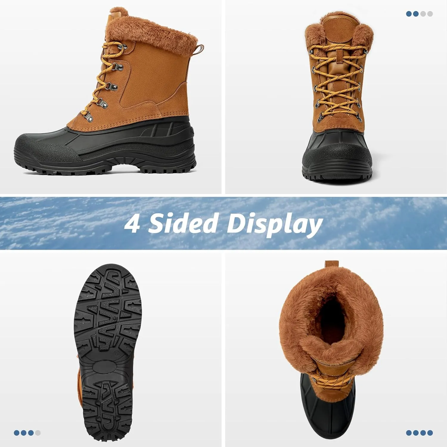 Kelway Men's Winter Boots Snow Boots Waterproof Insulated Winter Shoes for Outdoor Use