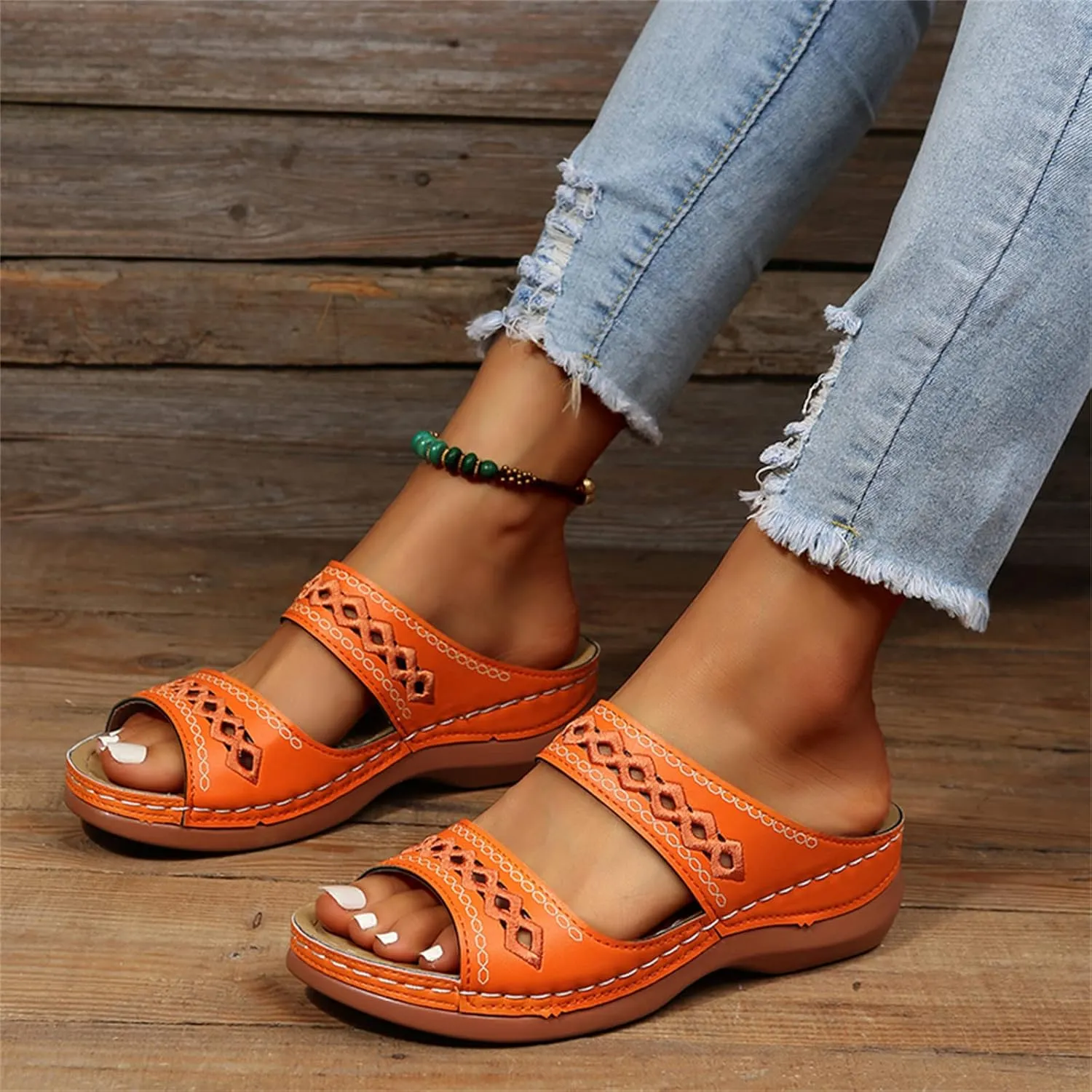 Ladmiple Womens Sandals Dressy Summer Comfort Orthotic Walking Slides Open Toe Arch Support Orthopedic Flip Flops 2024
