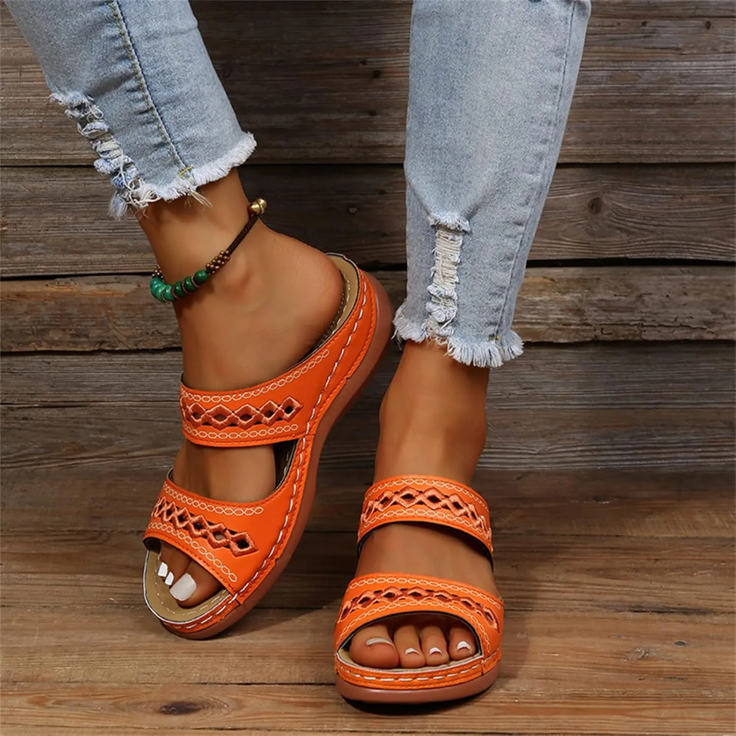 Ladmiple Womens Sandals Dressy Summer Comfort Orthotic Walking Slides Open Toe Arch Support Orthopedic Flip Flops 2024