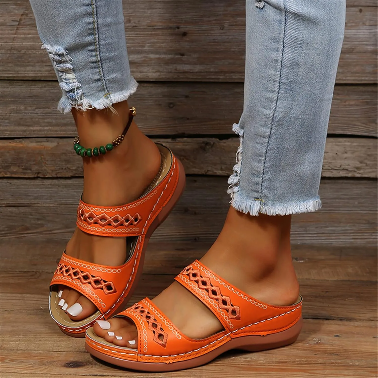 Ladmiple Womens Sandals Dressy Summer Comfort Orthotic Walking Slides Open Toe Arch Support Orthopedic Flip Flops 2024