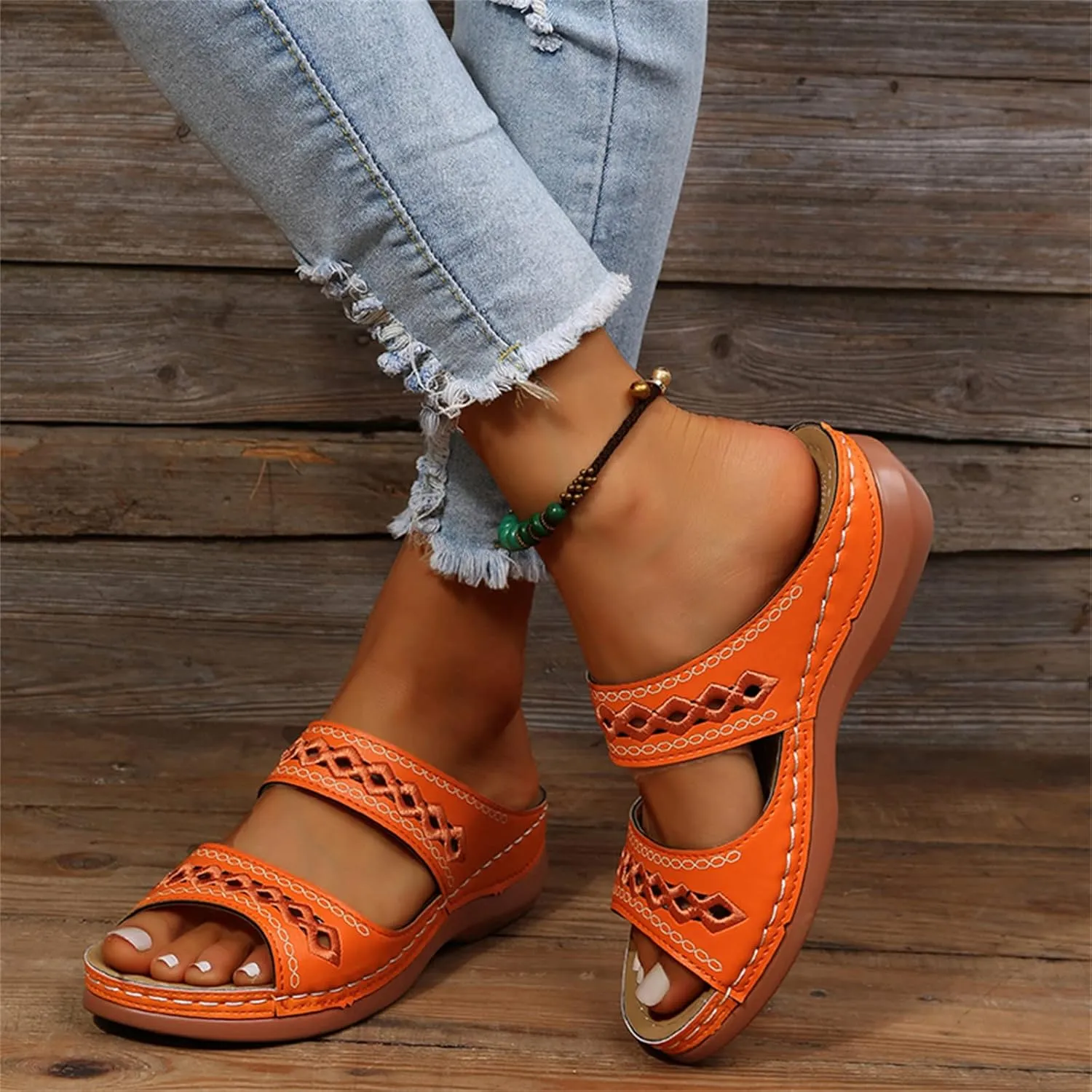 Ladmiple Womens Sandals Dressy Summer Comfort Orthotic Walking Slides Open Toe Arch Support Orthopedic Flip Flops 2024