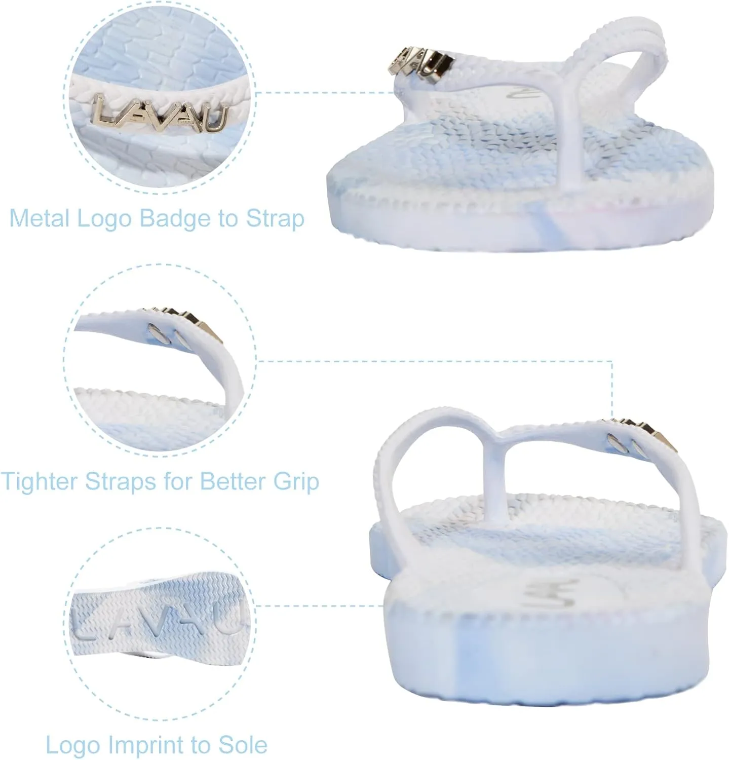LAVAU Women Waterproof Flip Flops, Shower & Water No-Slip Sandals for Pool and Beach