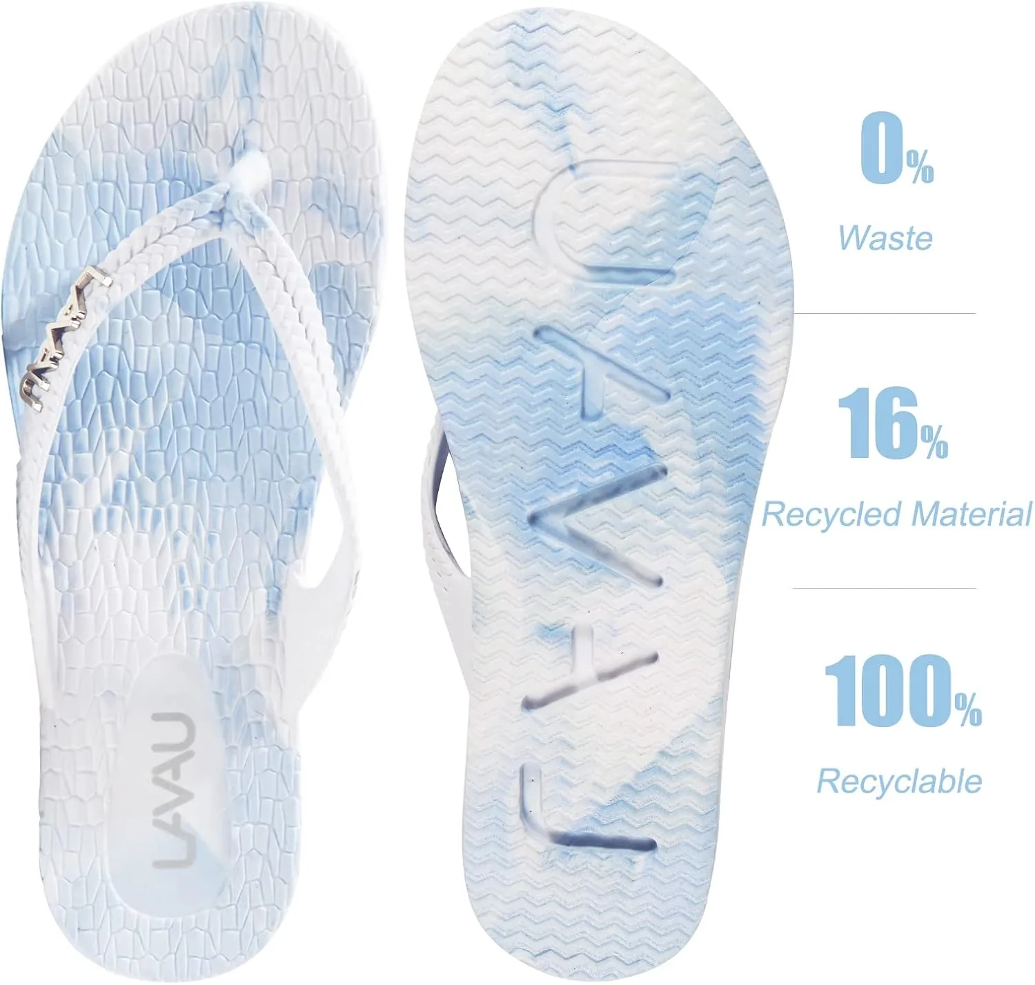 LAVAU Women Waterproof Flip Flops, Shower & Water No-Slip Sandals for Pool and Beach