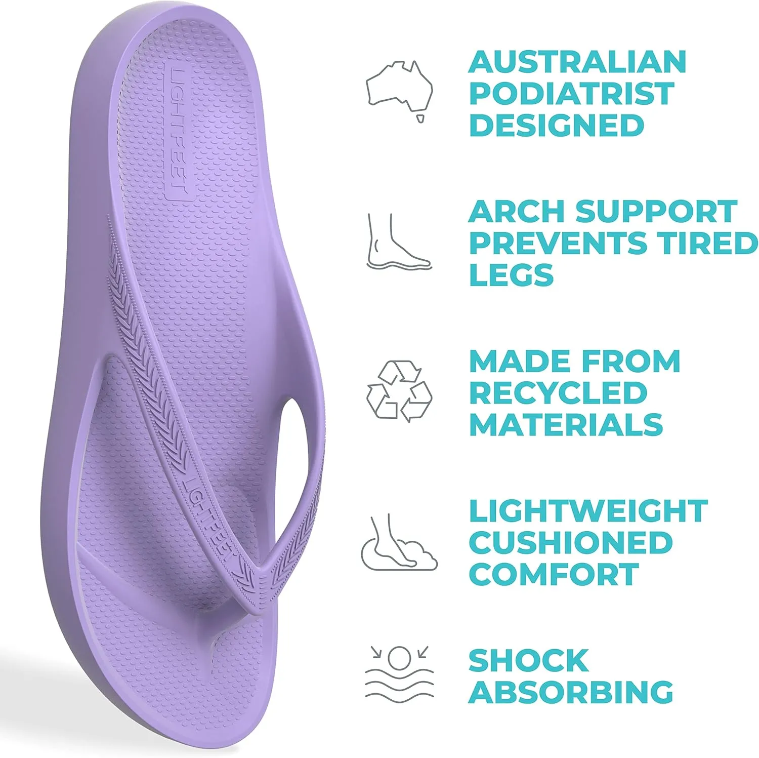LightFeet Arch Support Flip Flops  Australian Podiatrists Designed FlipFlops for Women & Men Prevent Tired Aching Legs | Unisex Orthotic Plantar Fasciitis Flip Flops Made From Recycled Materials