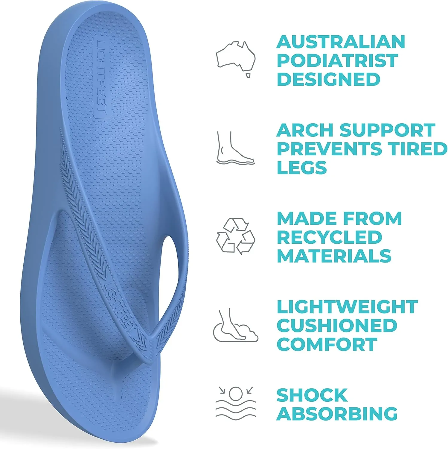 LightFeet Arch Support Flip Flops  Australian Podiatrists Designed FlipFlops for Women & Men Prevent Tired Aching Legs | Unisex Orthotic Plantar Fasciitis Flip Flops Made From Recycled Materials