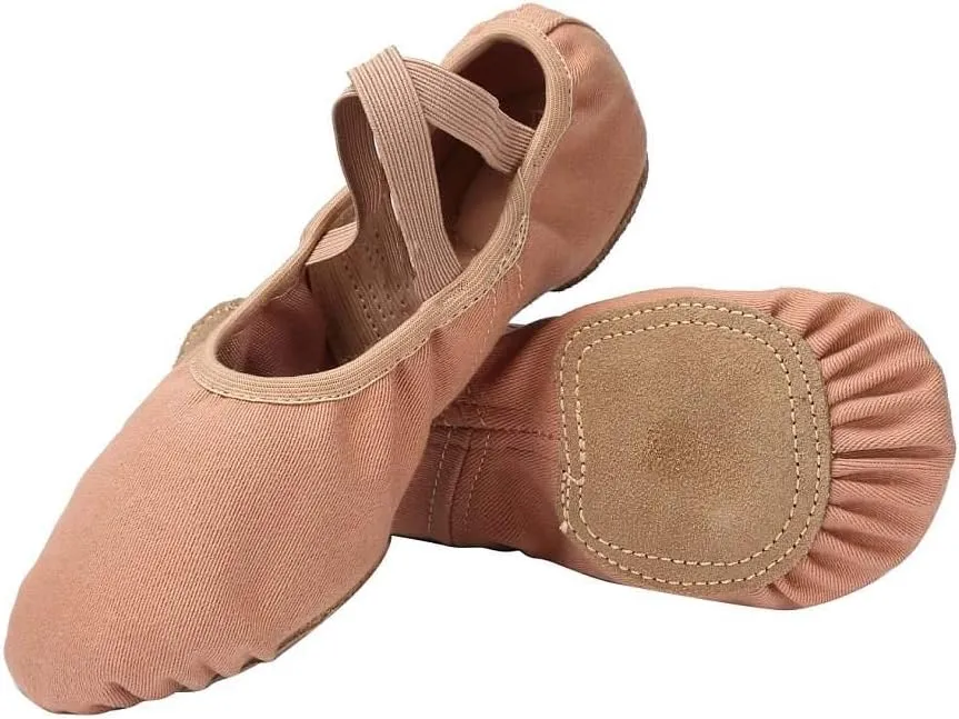 Linodes Dance Shoes for Girls Stretch Canvas Split Sole for Women